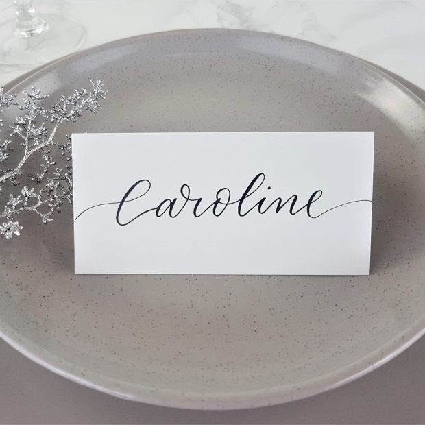 Place Cards - Black Ink on White Tent Cardstock