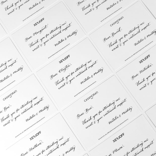 Corporate & Events Stationery - Calligraphy on Note Cards for Agence De Parfum