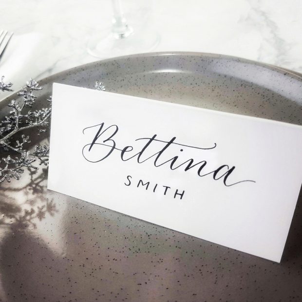 Place Cards - Black Ink on White Tent Cardstock