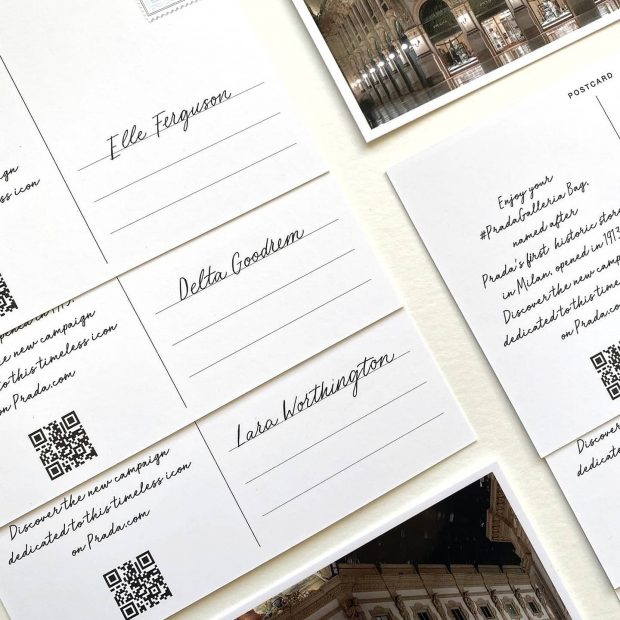 Corporate & Events Stationery - Calligraphy for Prada in Recognition of the Iconic Prada Galleria Bag Campaign